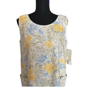 NWT  Yellow Blue Sleeveless Scoop Neck Knee-Length Sundress by Erika